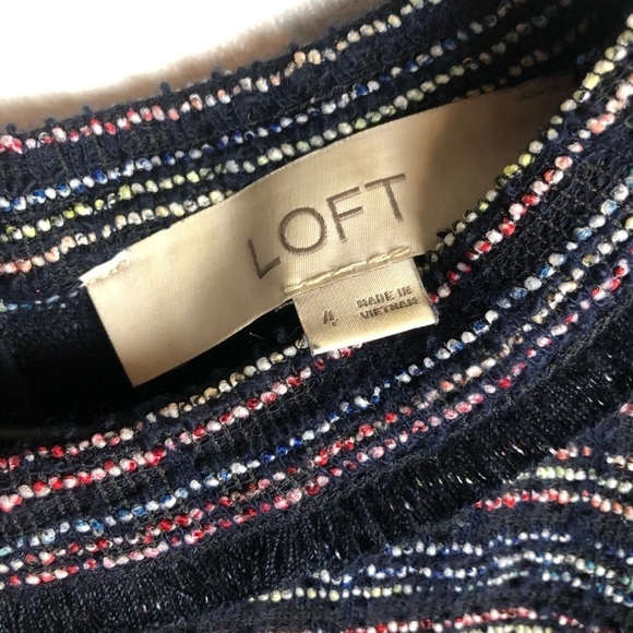 LOFT Womens Fringe Blue Shirt Dress 4 - Picture 4 of 4